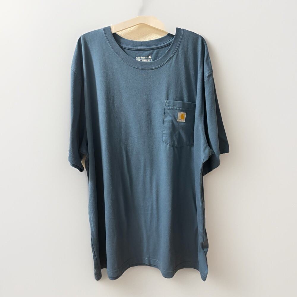 Men’s Carhartt Double Sided T-Shirt Size 2XL/TG/XG Blue Workwear